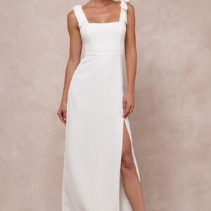 Your Sweetie White Tie-Strap Column Maxi Dress
